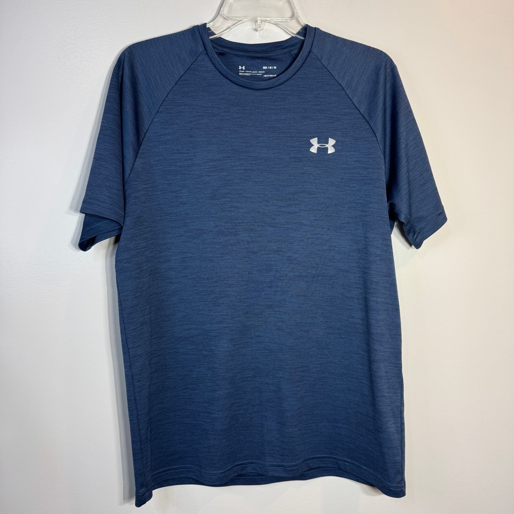 Under Armour HeatGear T-Shirt Mens Med Navy Blue Loose Fit Size Medium